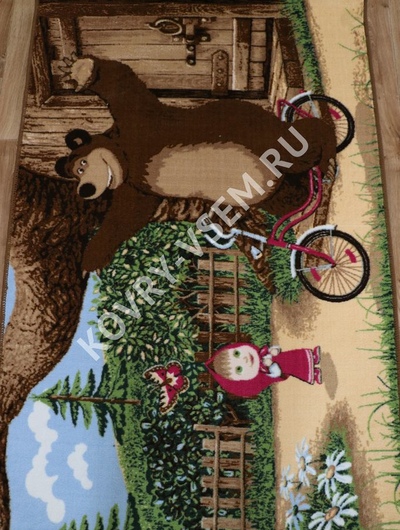 Маша и Медведь на велосипеде Велюр